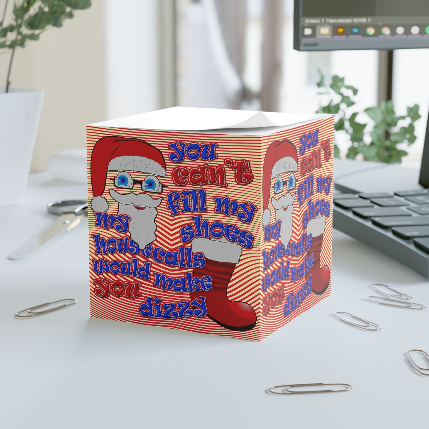 santa's shoes - note cube (yellow-orange wave)