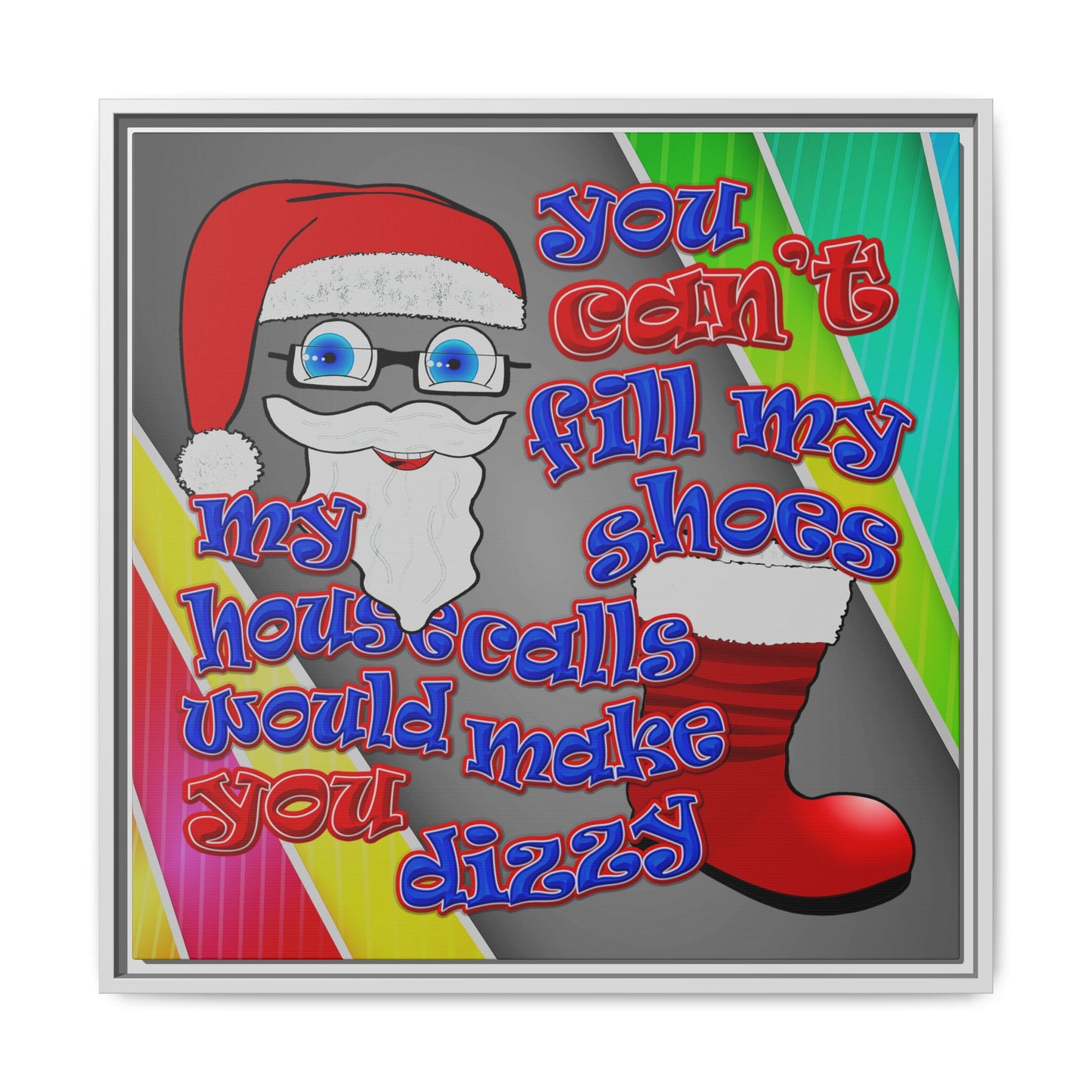 santa's shoes - framed canvas art (rainbow split)