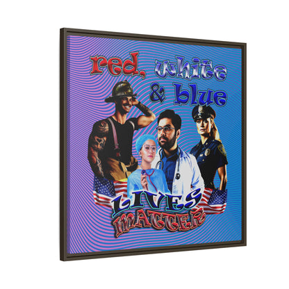 rw&b lives matter - framed canvas art (light blue-purple wave)