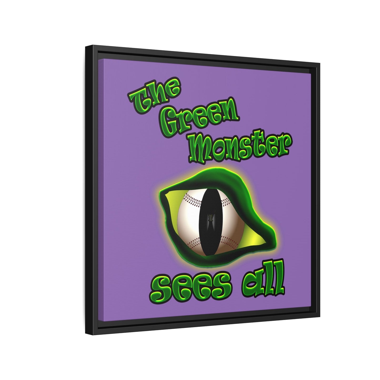 green monster - framed canvas art (light purple)