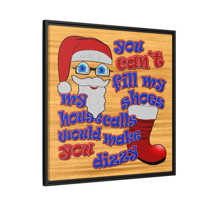 santa's shoes - framed canvas art (butterscotch wood finish)
