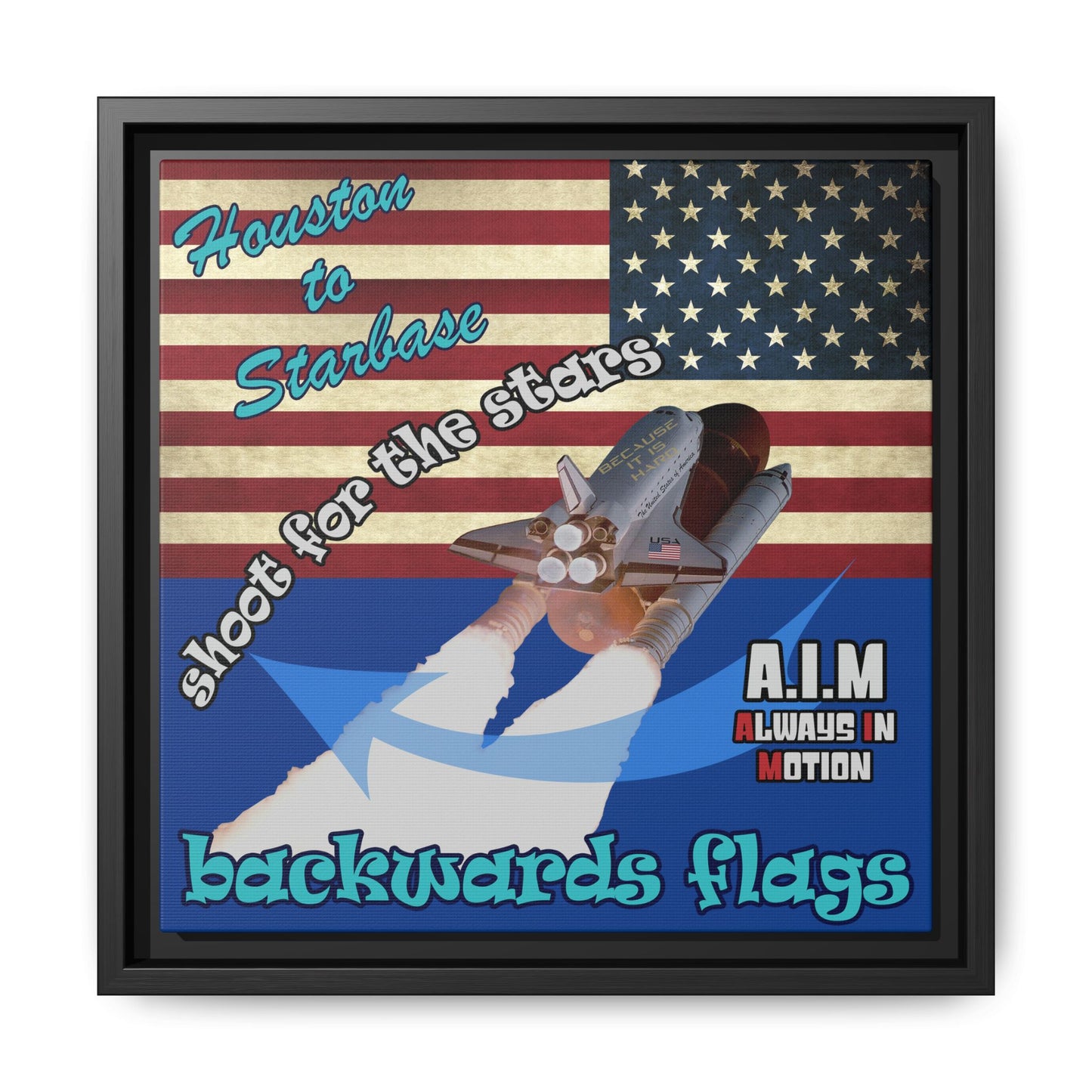 shoot for the stars - framed canvas art (dark blue)