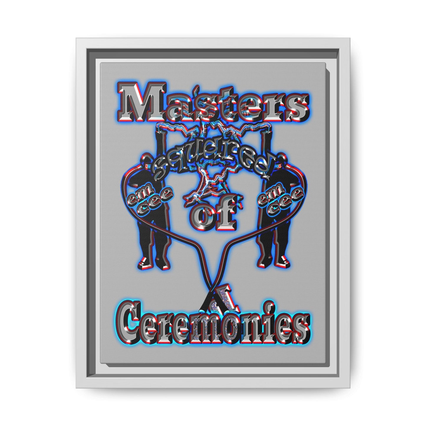 em cee squared - framed canvas art (light grey)