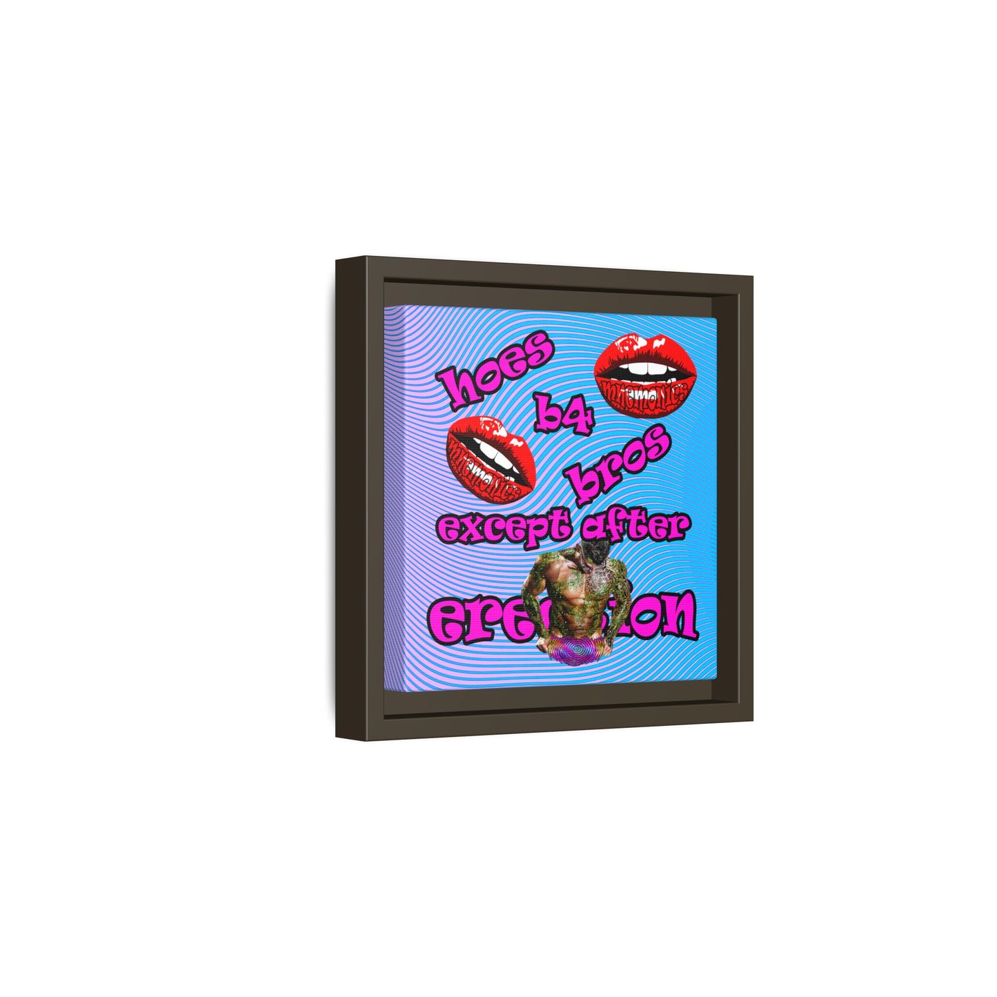 hoes b4 bros - framed canvas art (light blue-purple wave)
