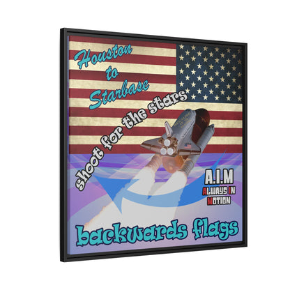 shoot for the stars - framed canvas art (light blue-pink wave)
