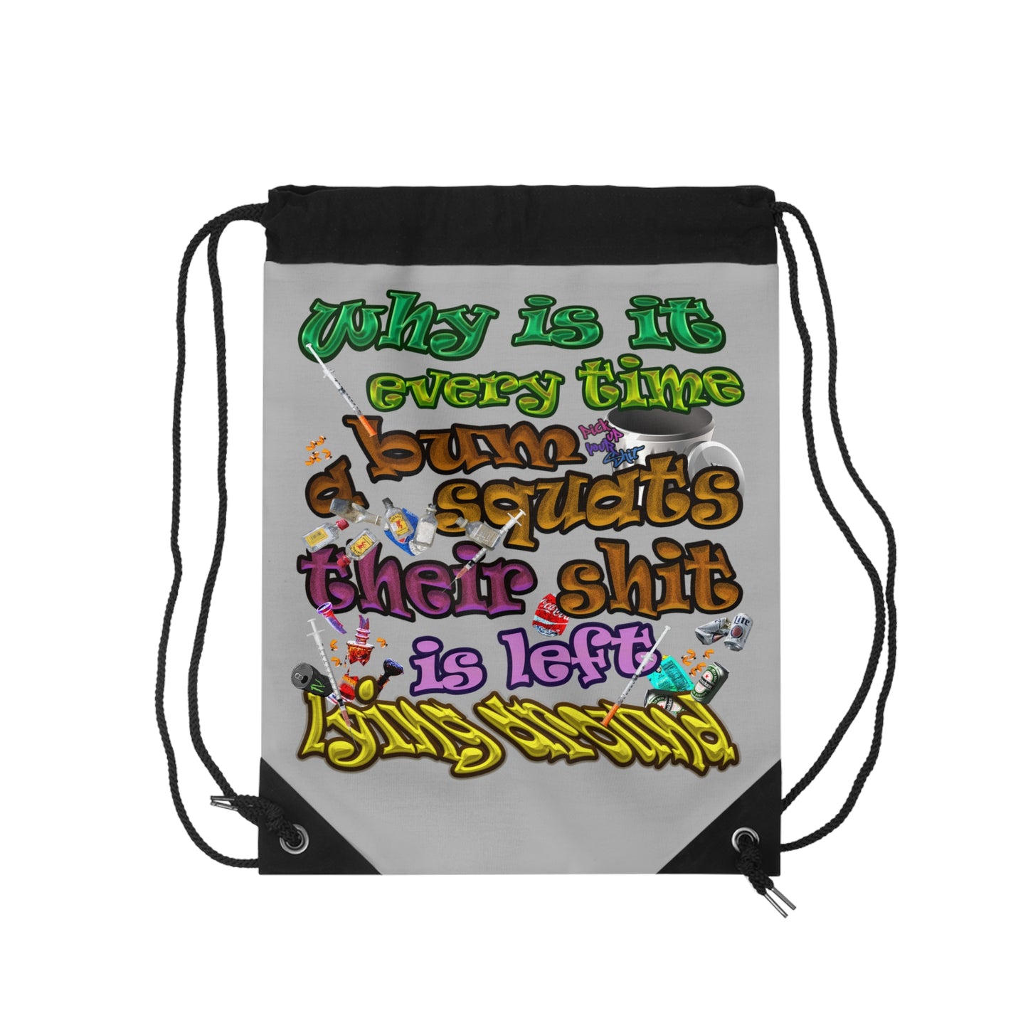 the bum's shit - Drawstring Bag (light grey)
