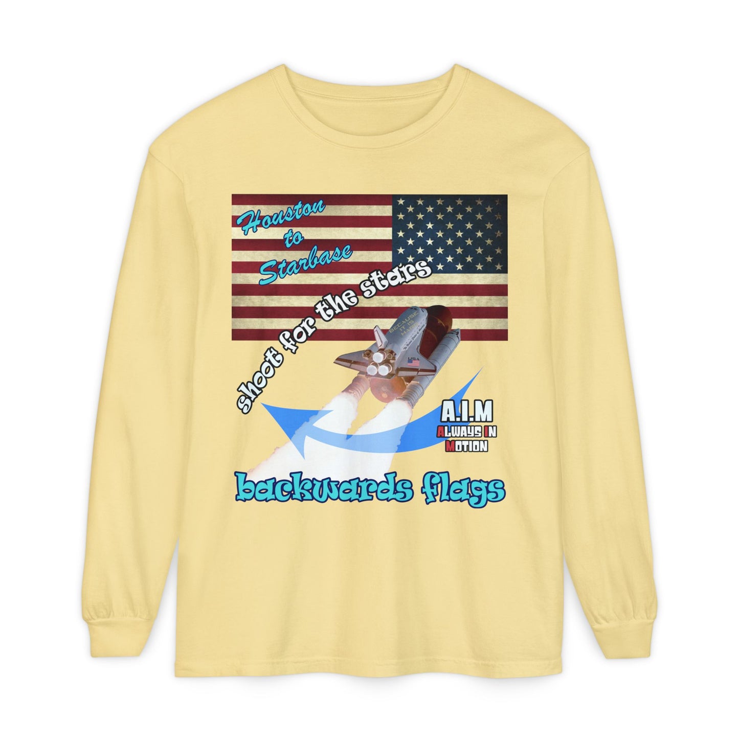 shoot for the stars - Unisex Garment-dyed Long Sleeve T-Shirt