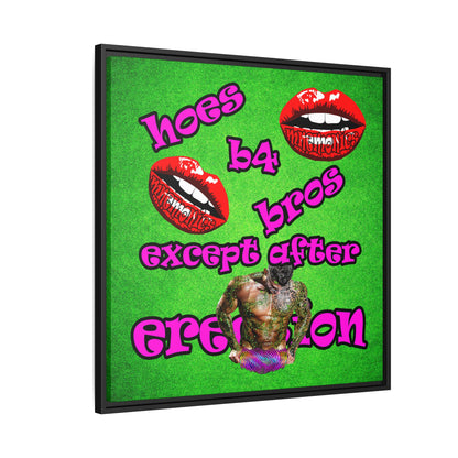 hoes b4 bros - framed canvas art (green turf)