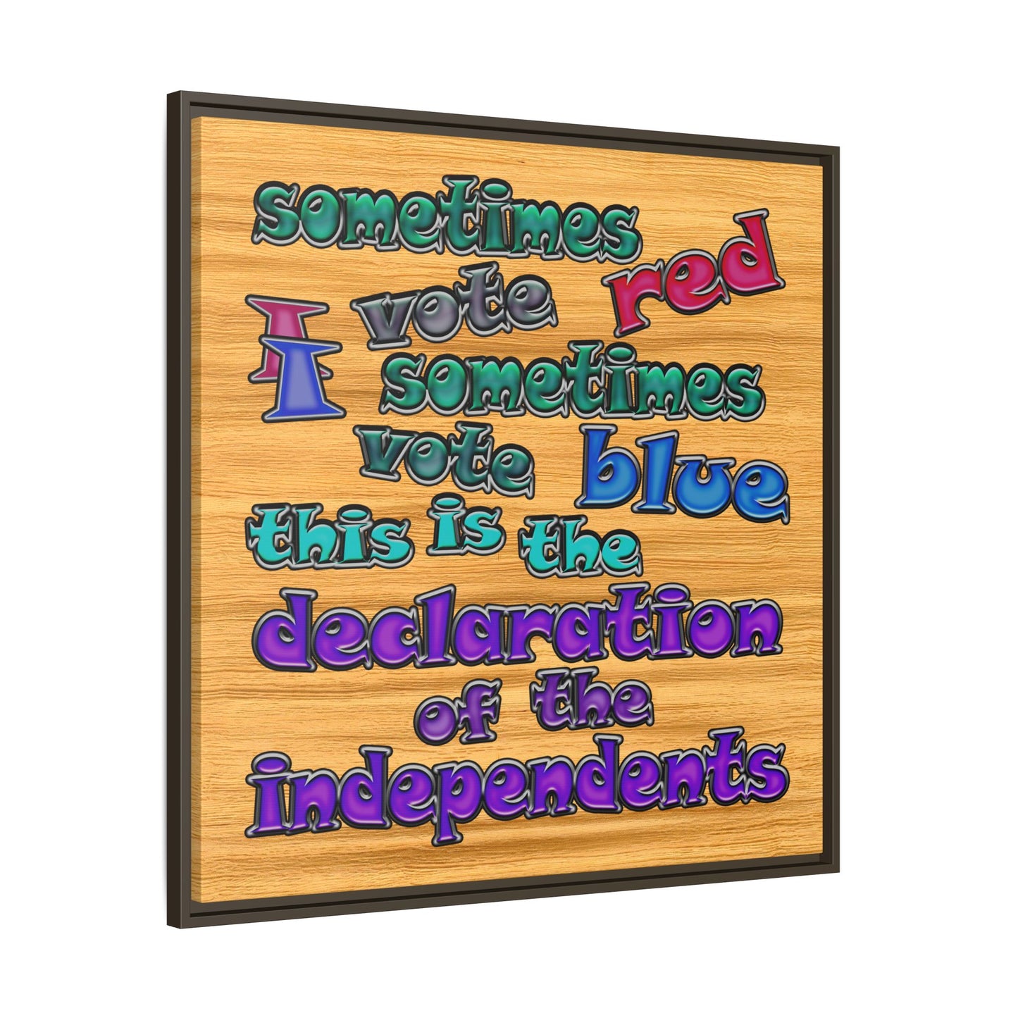 declaration of the independents - framed canvas art (butterscotch wood finish)