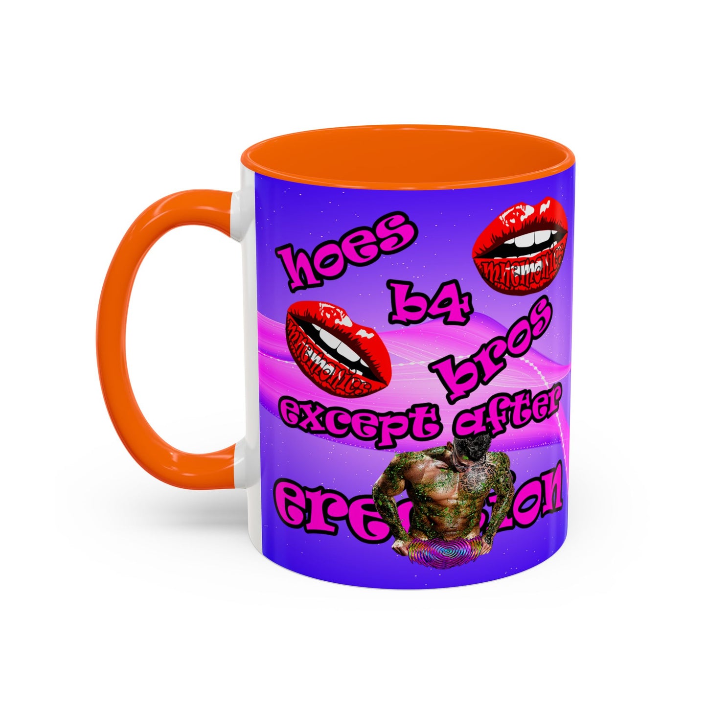 hoes b4 bros - Accent Mug (purple-pink wave)