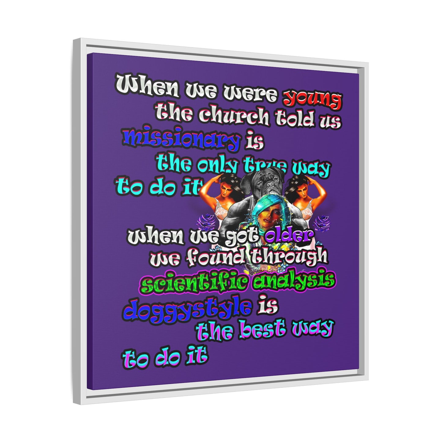 doggystyle - framed canvas art (purple)
