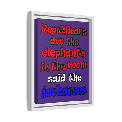 donkeys and elephants - framed canvas art (purple)