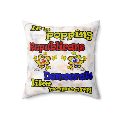 popping like popcorn - Faux Suede Square Pillow - (white marble)
