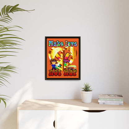 love peace - framed canvas art (orange)