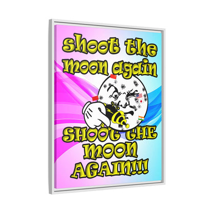 shoot the moon again - framed canvas art (light blue-pink wave)