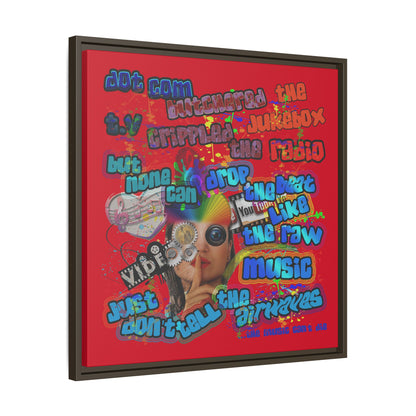 drop the beat - framed canvas art (dark red)