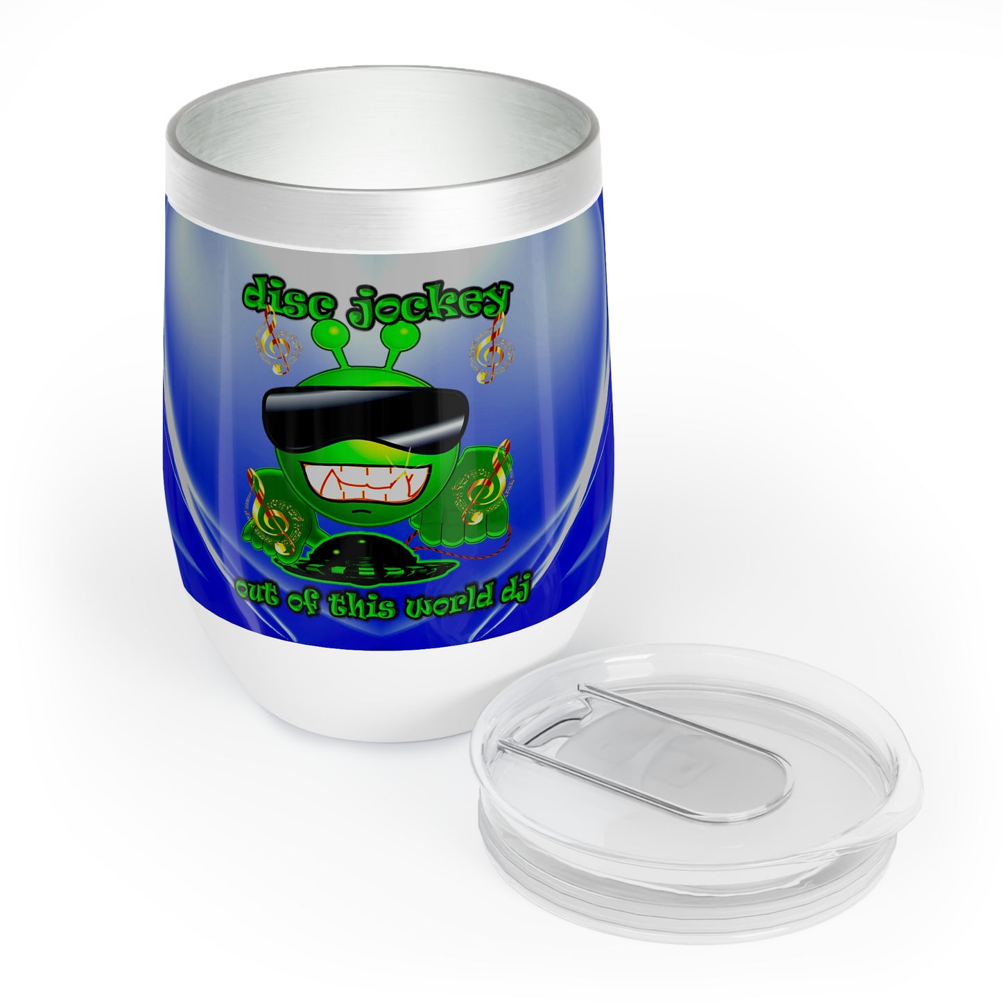 disc jockey - Chill Wine Tumbler (blue-white wave)