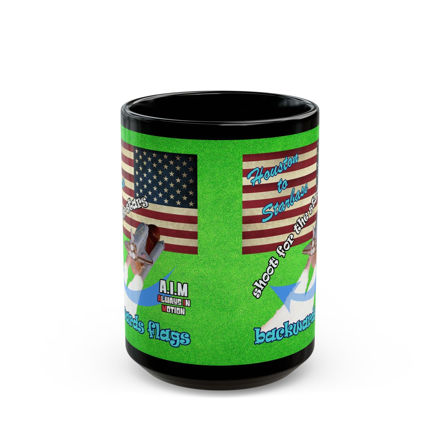 shoot for the stars - Black Mug (green turf)