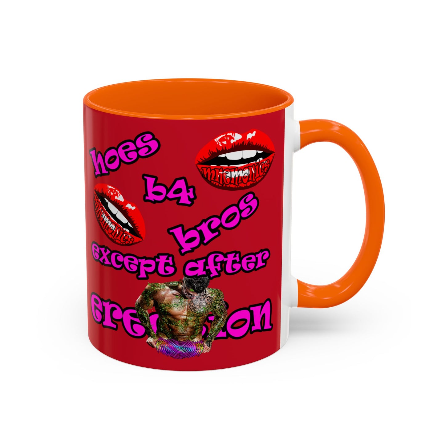 hoes b4 bros - Accent Mug (dark red)