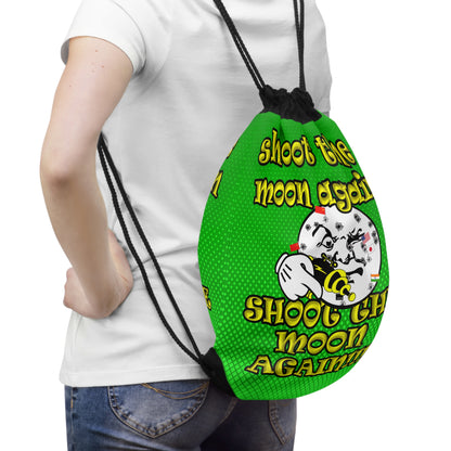 shoot the moon again - Drawstring Bag (logo green)