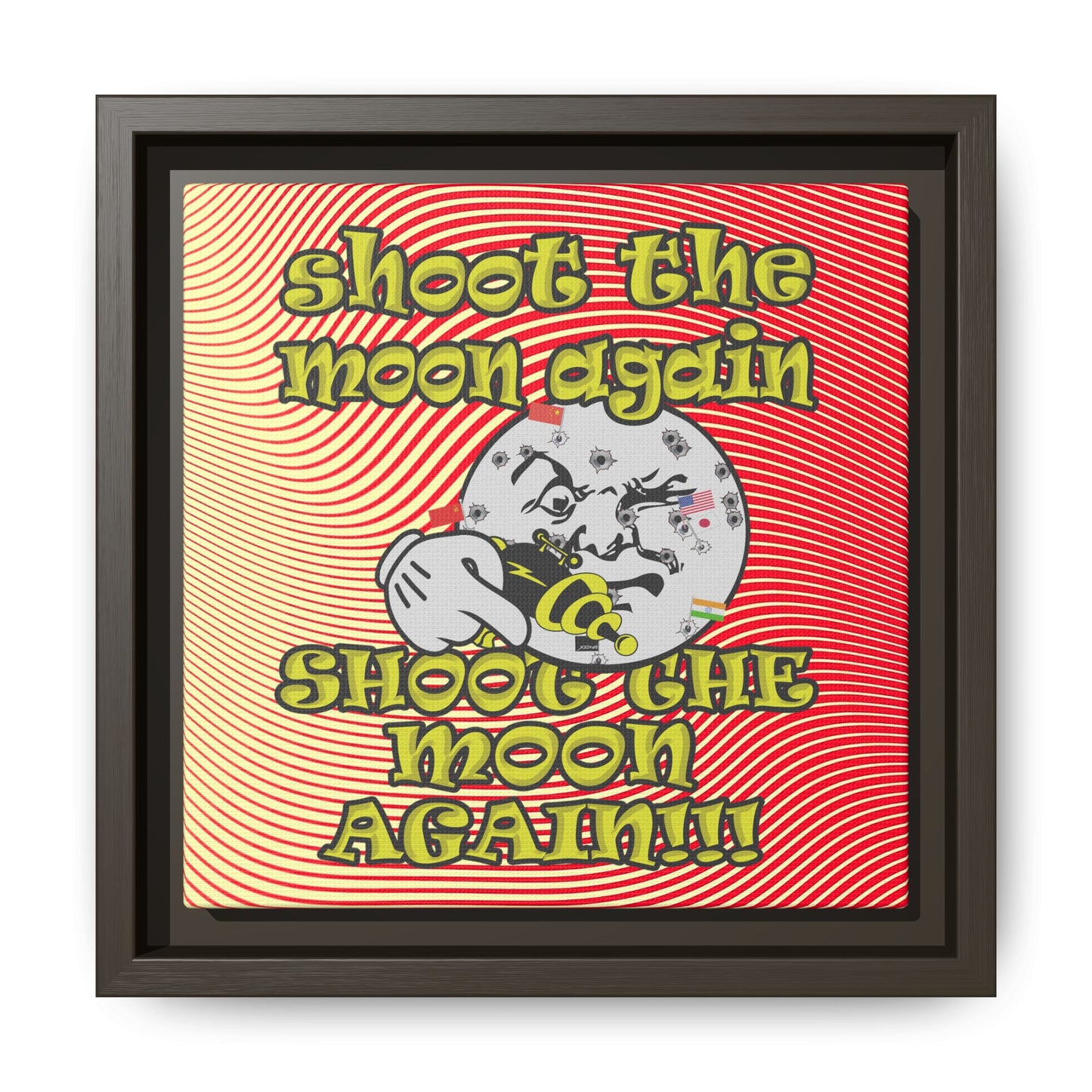 shoot the moon again - framed canvas art (yellow-orange wave)