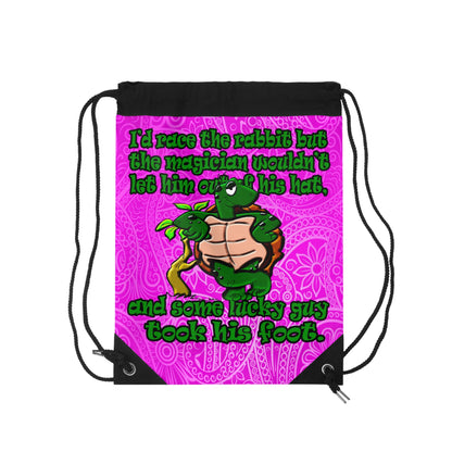 turtle race - Drawstring Bag (pink swirl)