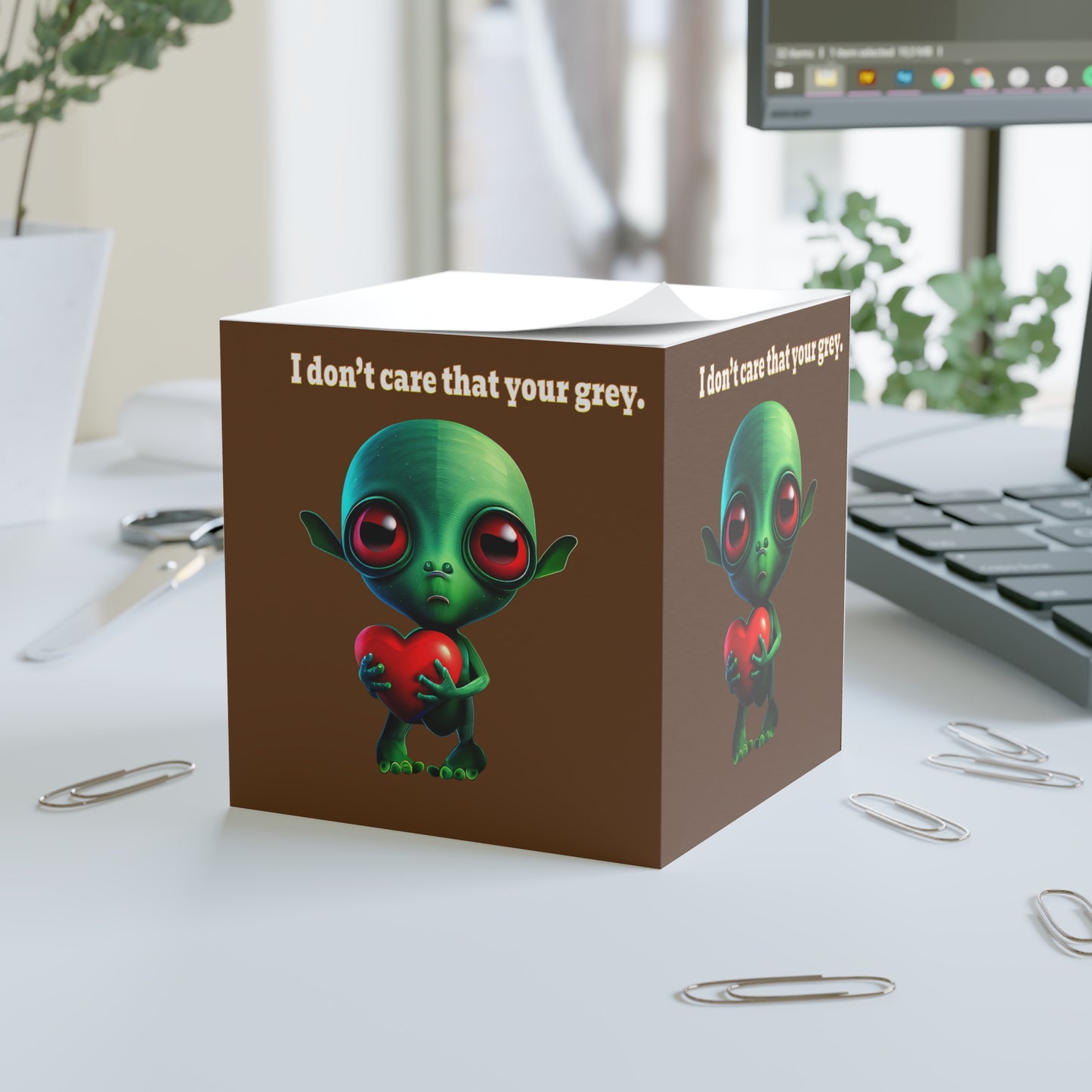I don't care that your grey - note cube (brown)