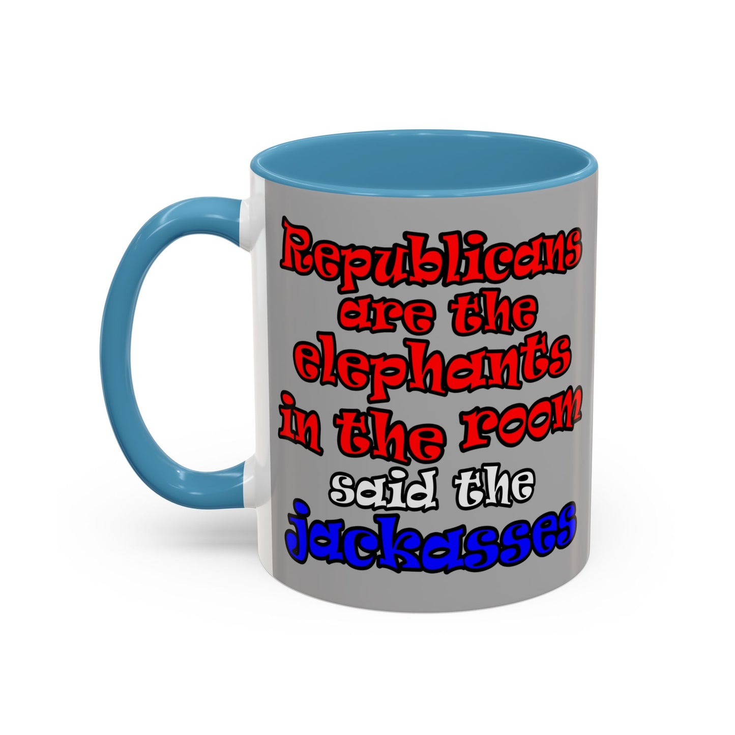 donkeys and elephants - Accent Mug (light grey)