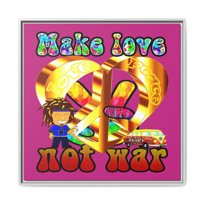 love peace - framed canvas art (pink)