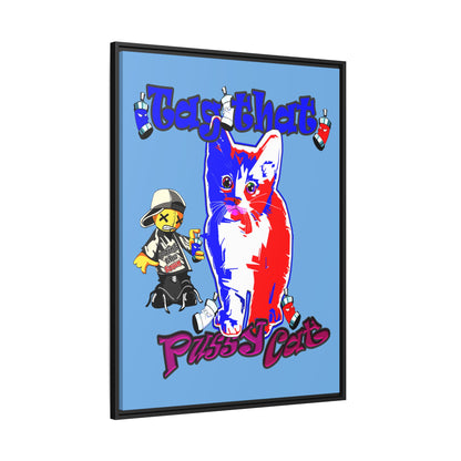 tag that - framed canvas art (light blue)
