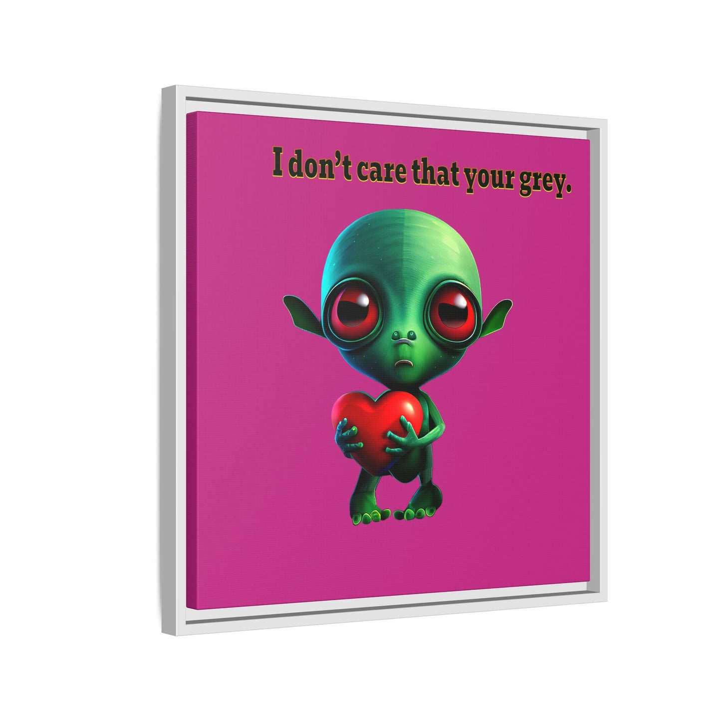 I don't care that your grey - framed canvas art (pink)