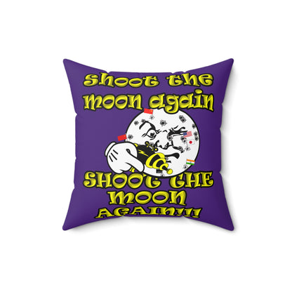 shoot the moon again - Spun Polyester Square Pillow - (purple)