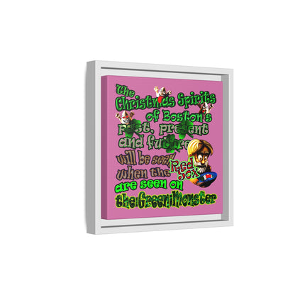 christmas spirits of boston - framed canvas art (light pink)