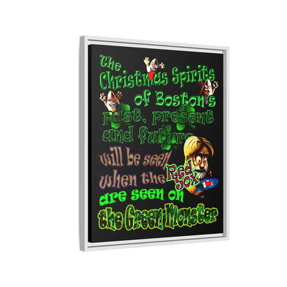 christmas spirits of boston - framed canvas art (black)