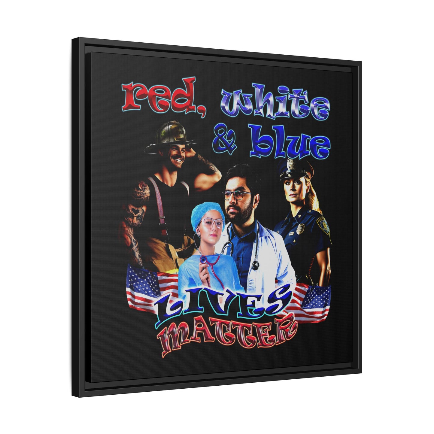 rw&b lives matter - framed canvas art (black)