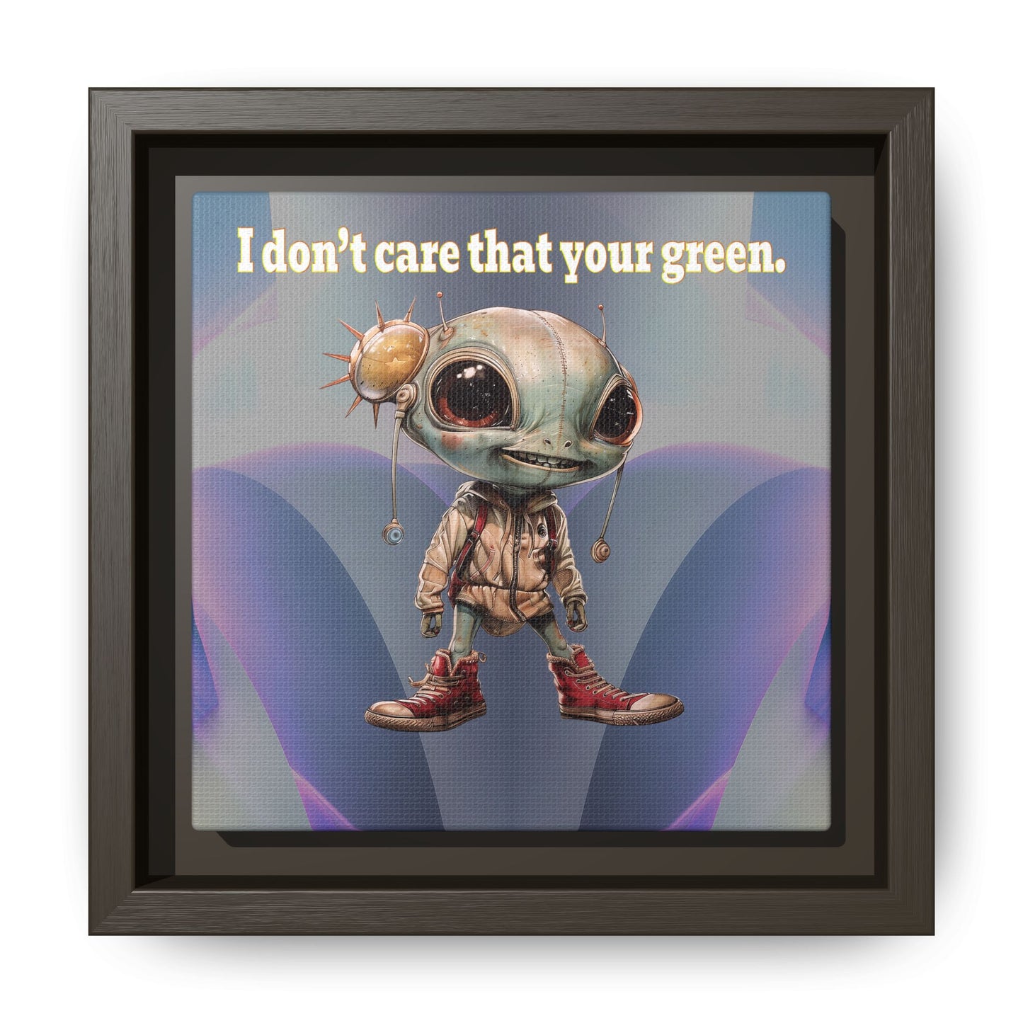 I don't care that your green - framed canvas art (grey-pink wave)