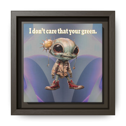 I don't care that your green - framed canvas art (grey-pink wave)