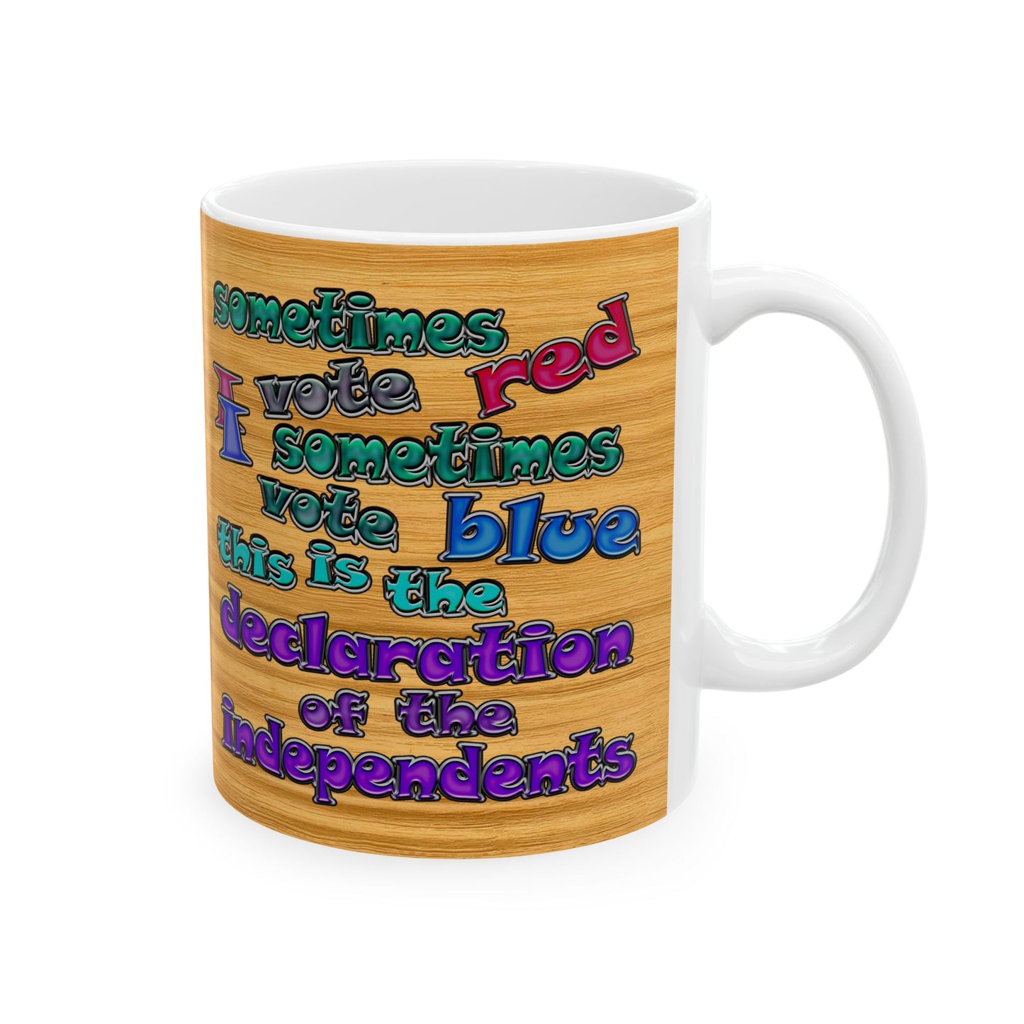 declaration of the independents - White Mug (butterscotch wood finish)