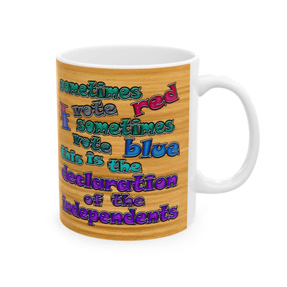 declaration of the independents - White Mug (butterscotch wood finish)