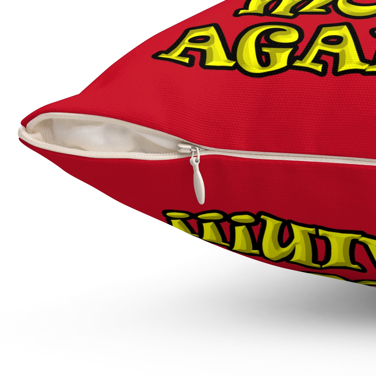 shoot the moon again - Spun Polyester Square Pillow - (dark red)