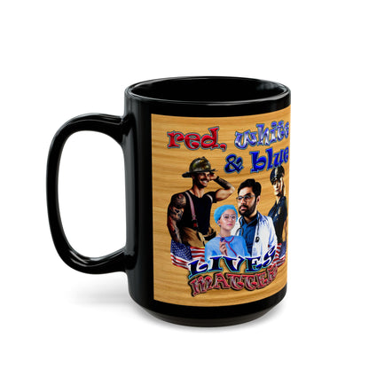 rw&b lives matter - Black Mug (butterscotch wood finish)
