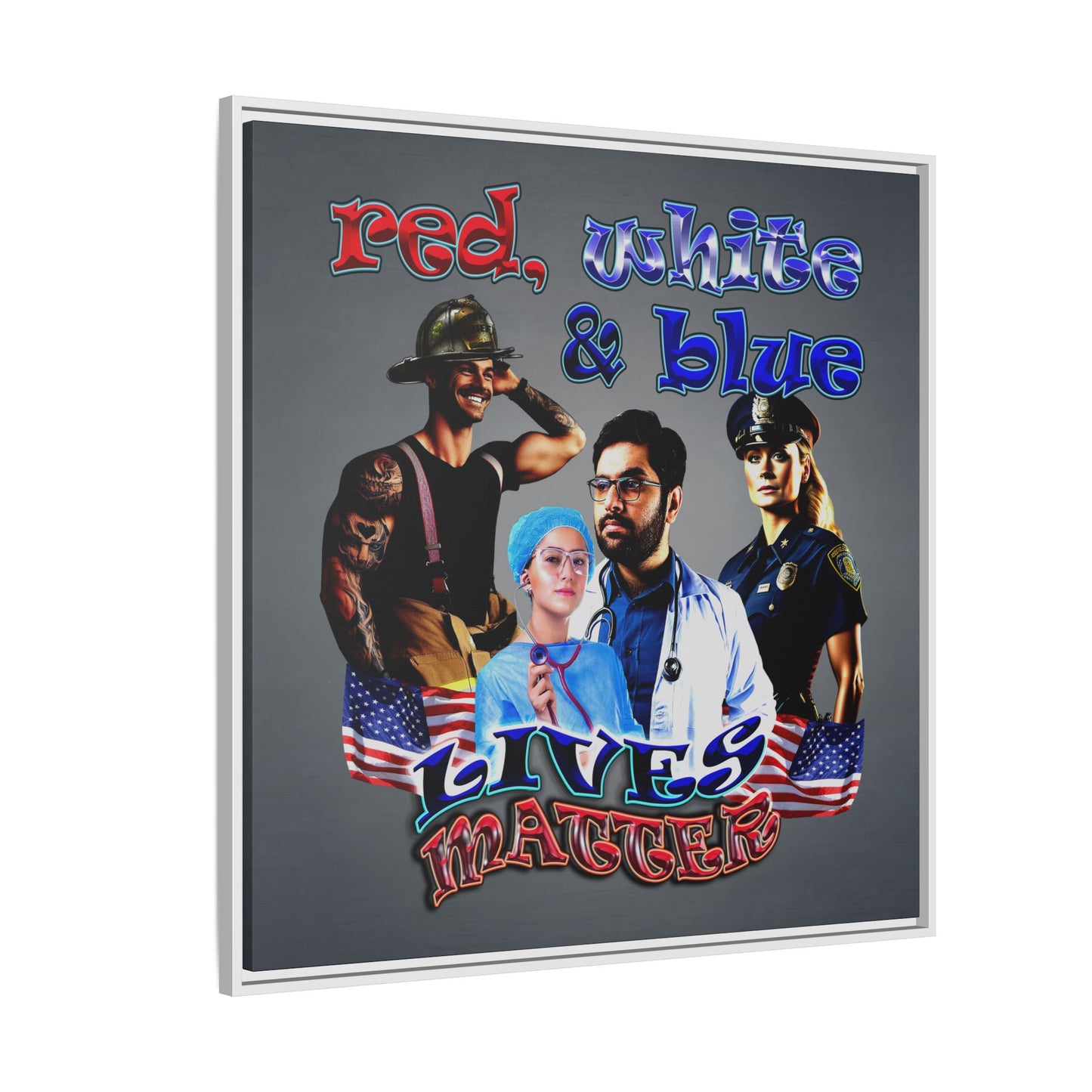 rw&b lives matter - framed canvas art (grey-light grey)