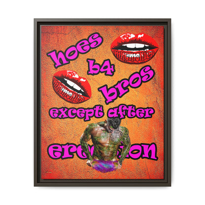 hoes b4 bros - framed canvas art (burnt orange)