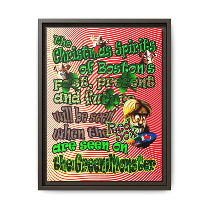 christmas spirits of boston - framed canvas art (yellow-orange wave)