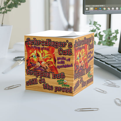 schrodinger's cat - note cube (butterscotch wood finish)