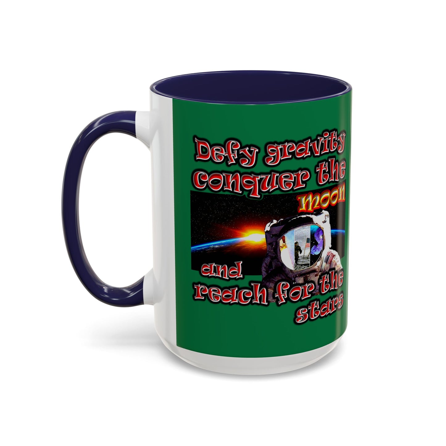 defy conquer reach - Accent Mug (dark green)