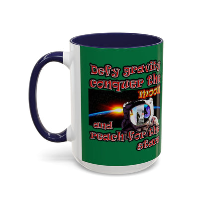 defy conquer reach - Accent Mug (dark green)