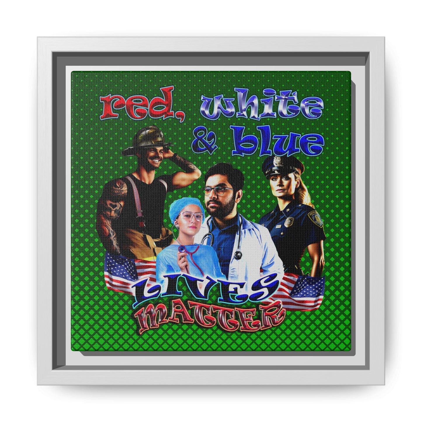 rw&b lives matter - framed canvas art (logo green)