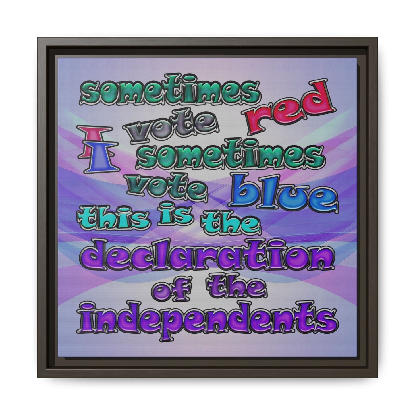 declaration of the independents - framed canvas art (light blue-pink wave)