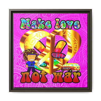 love peace - framed canvas art (pink swirl)